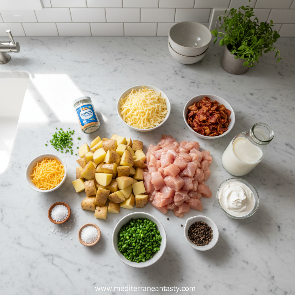 Ingredients for potato chicken casserole