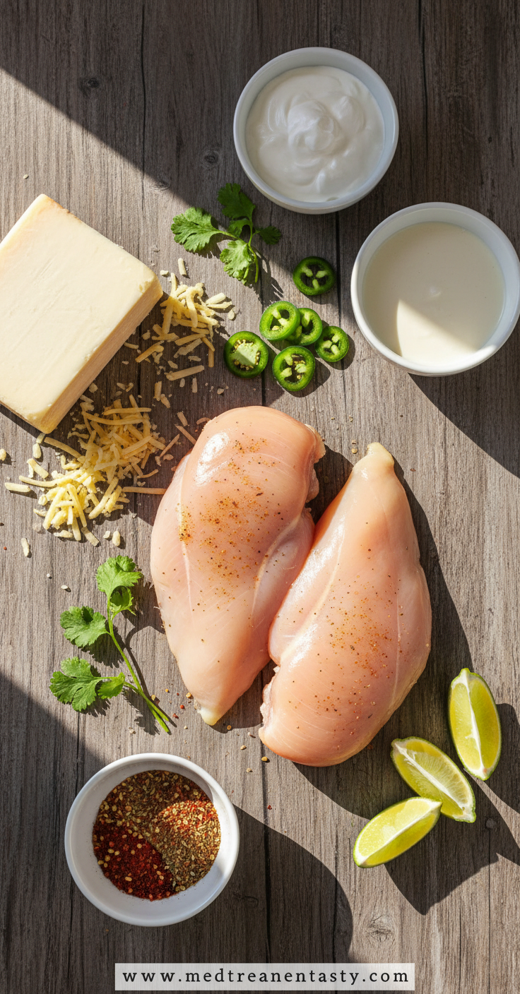 Ingredients for Mexican chicken with cheese sauce recipe