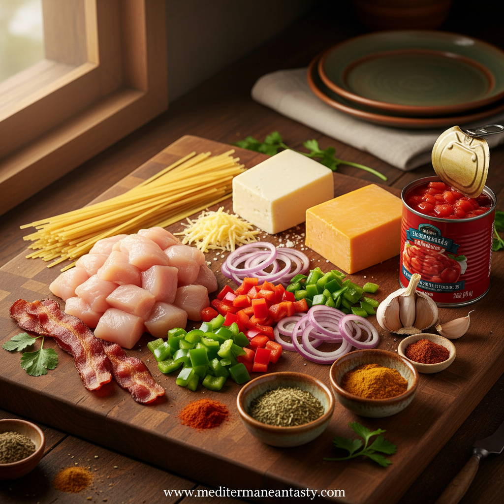 Fresh ingredients for Monterey Chicken Spaghetti