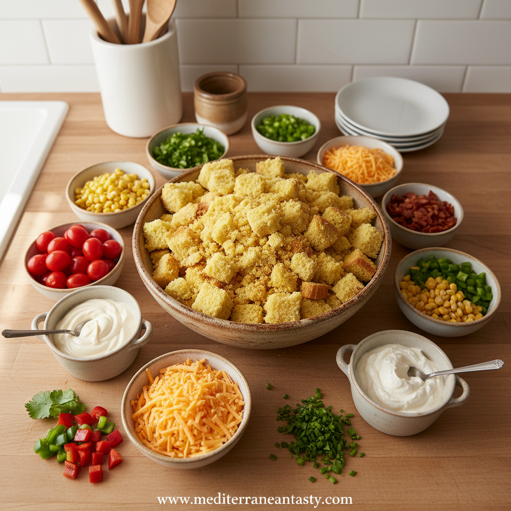 Ingredients for Paula Deen cornbread salad