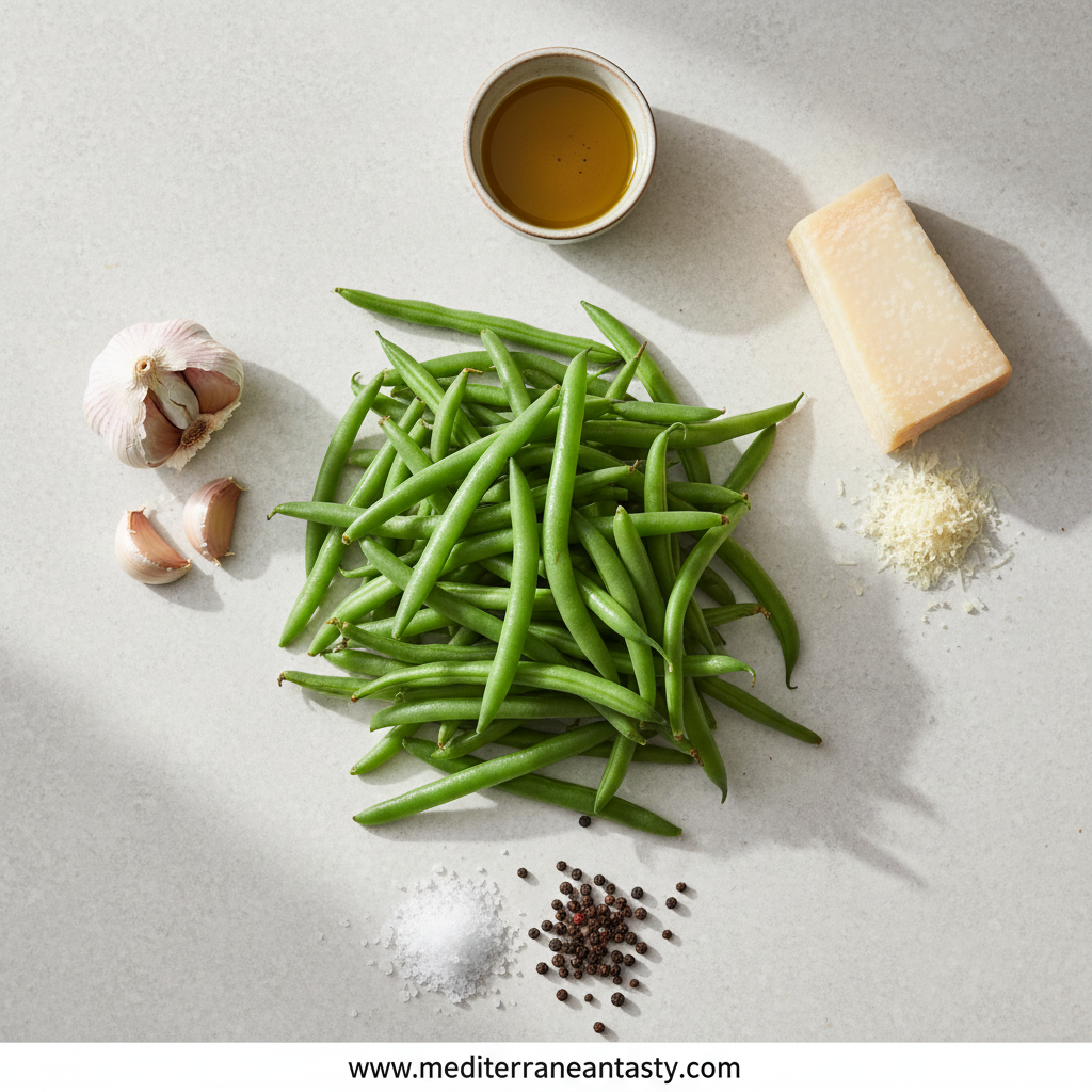 Ingredients for garlic Parmesan roasted green beans