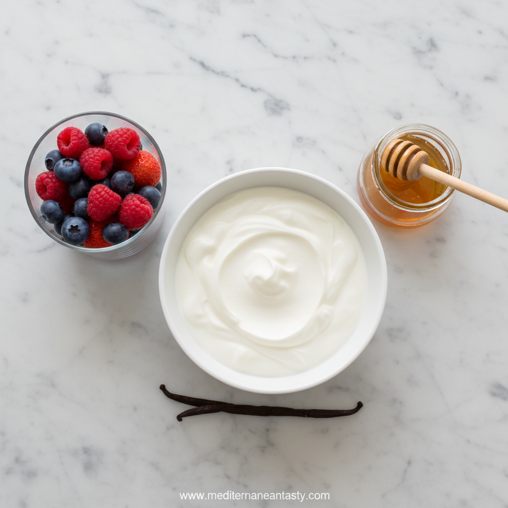 Ingredients for making homemade frozen yogurt