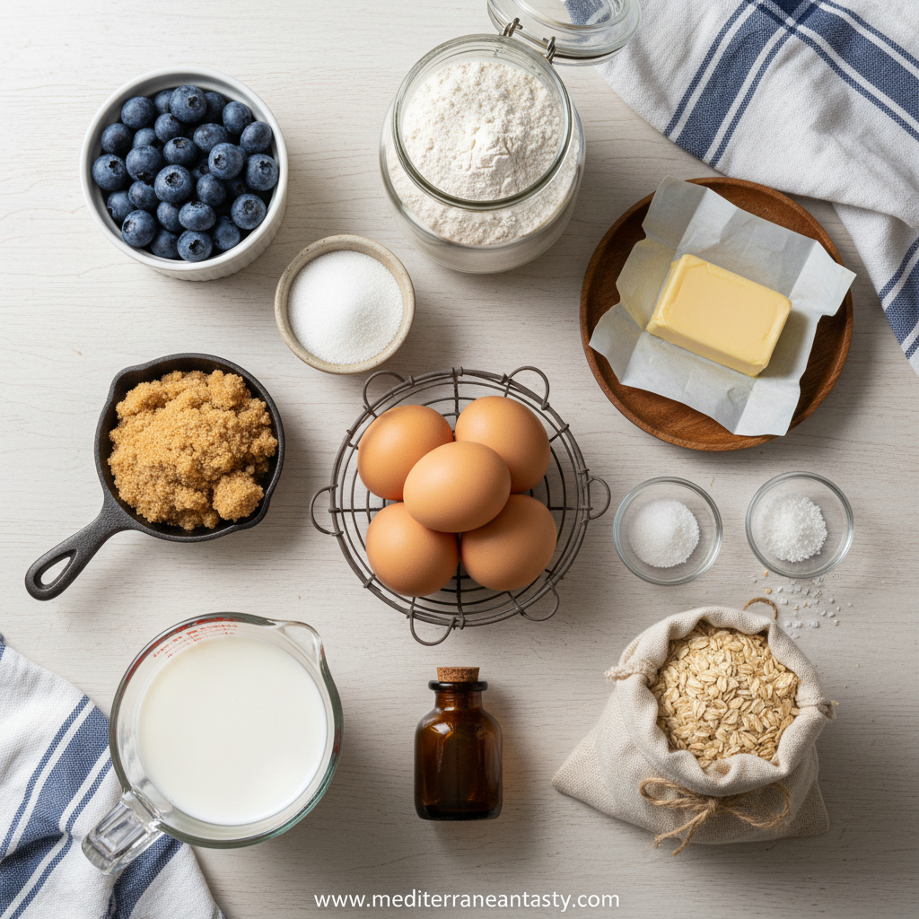 Ingredients for Bakery Style Streusel Blueberry Muffins