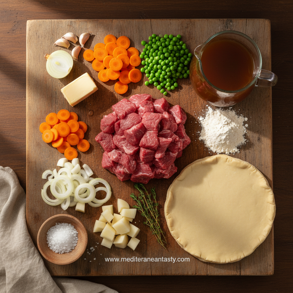 Ingredients for beef pot pie