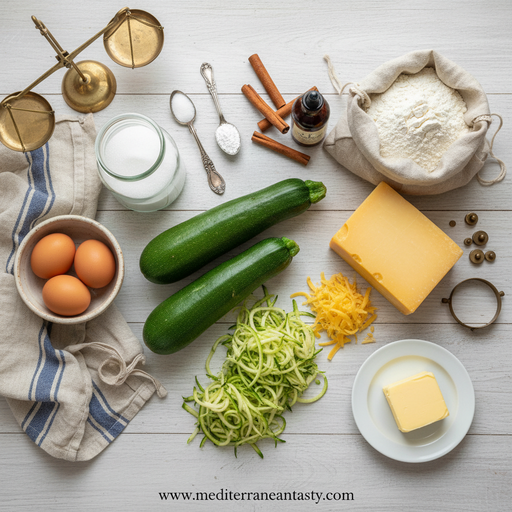 Ingredients for Zucchini Cheddar Bread