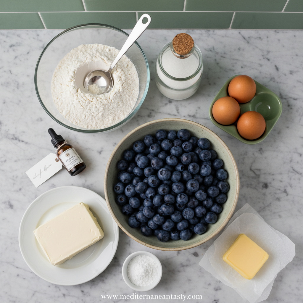 Ingredients for Cream Cheese Blueberry Muffins