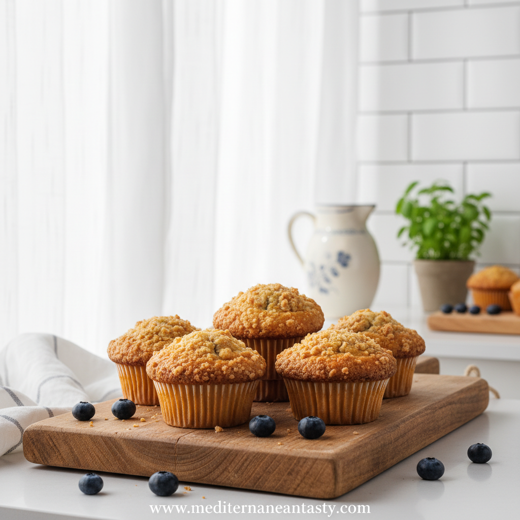 Blueberry muffins with crumble top