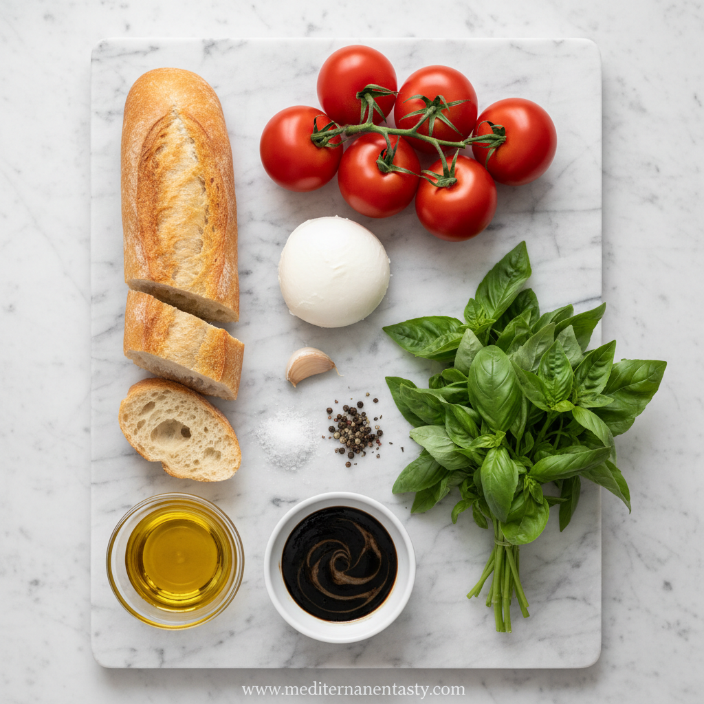 Ingredients for Caprese Bruschetta