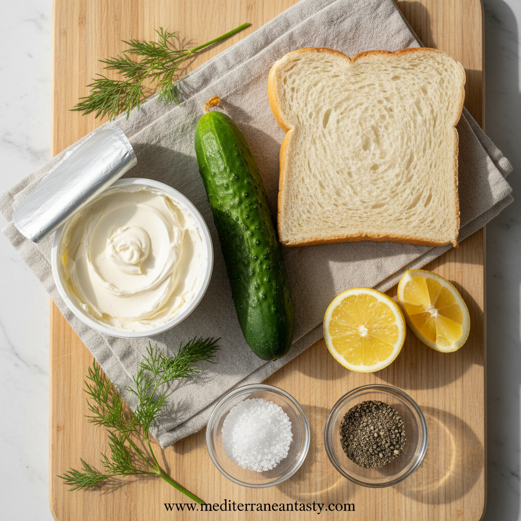 Ingredients for cucumber sandwiches