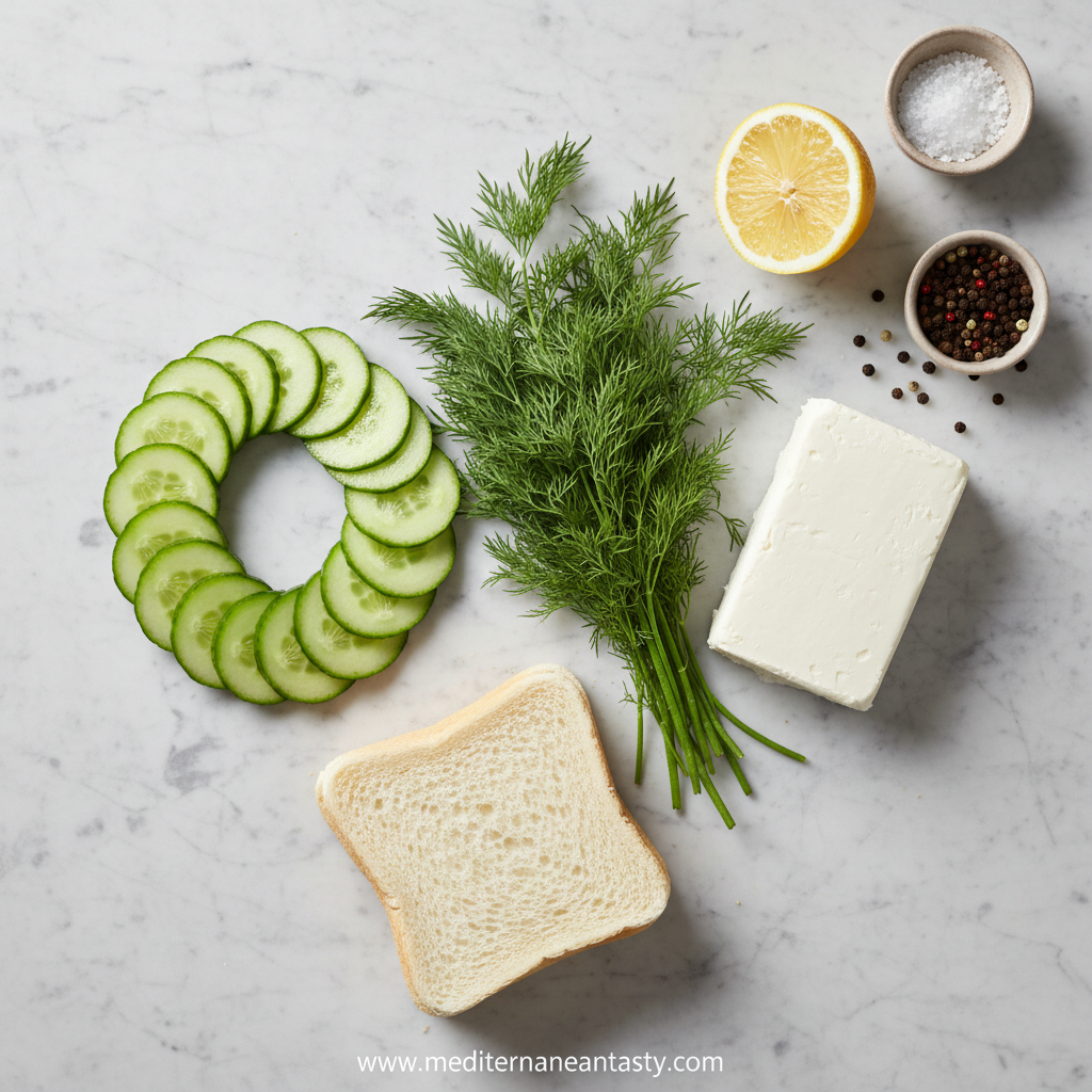 Ingredients for cucumber sandwiches