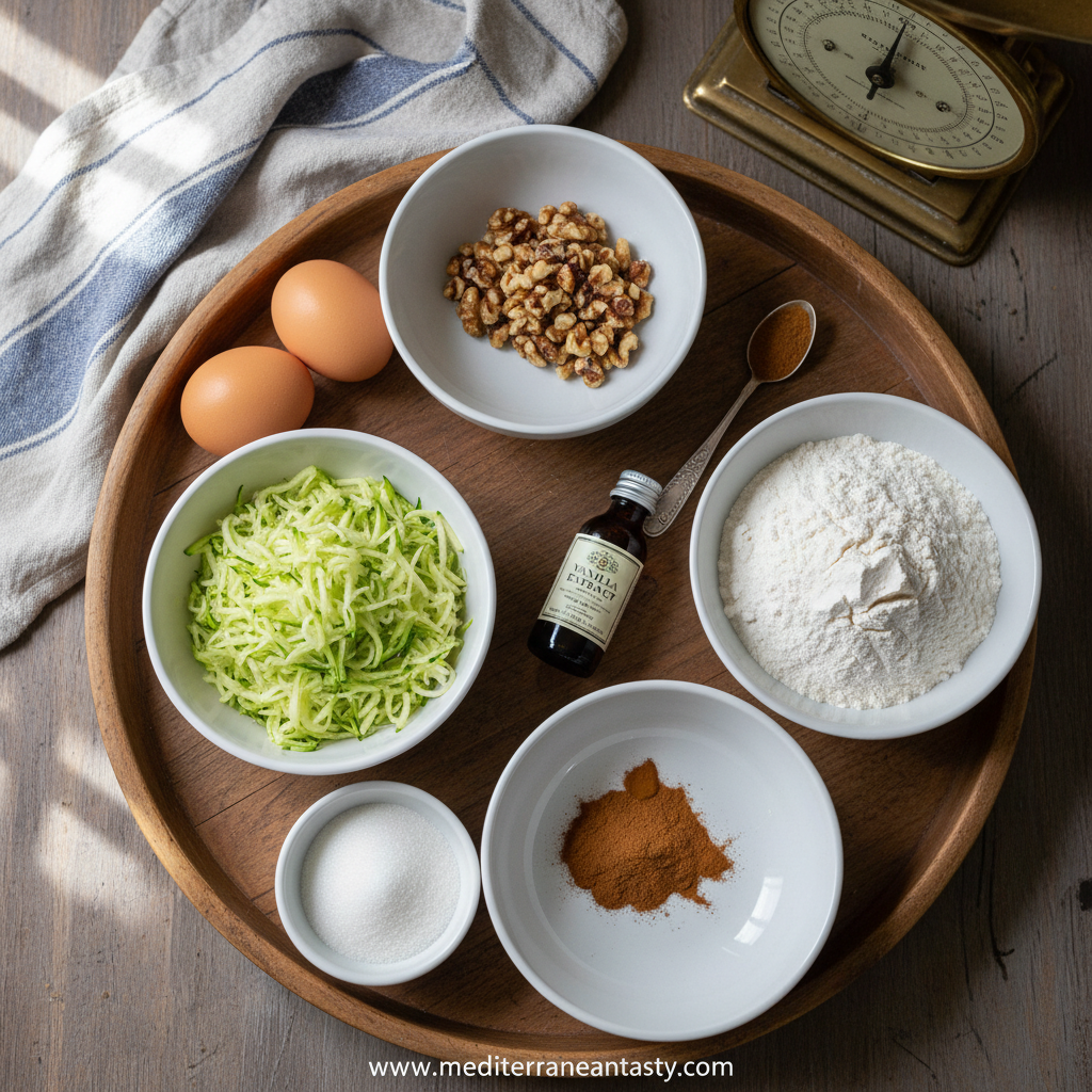 Ingredients for Moist Zucchini Bread