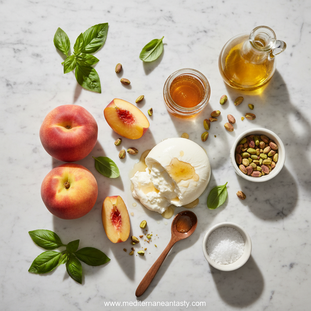 Ingredients for Fresh Peach Burrata Salad