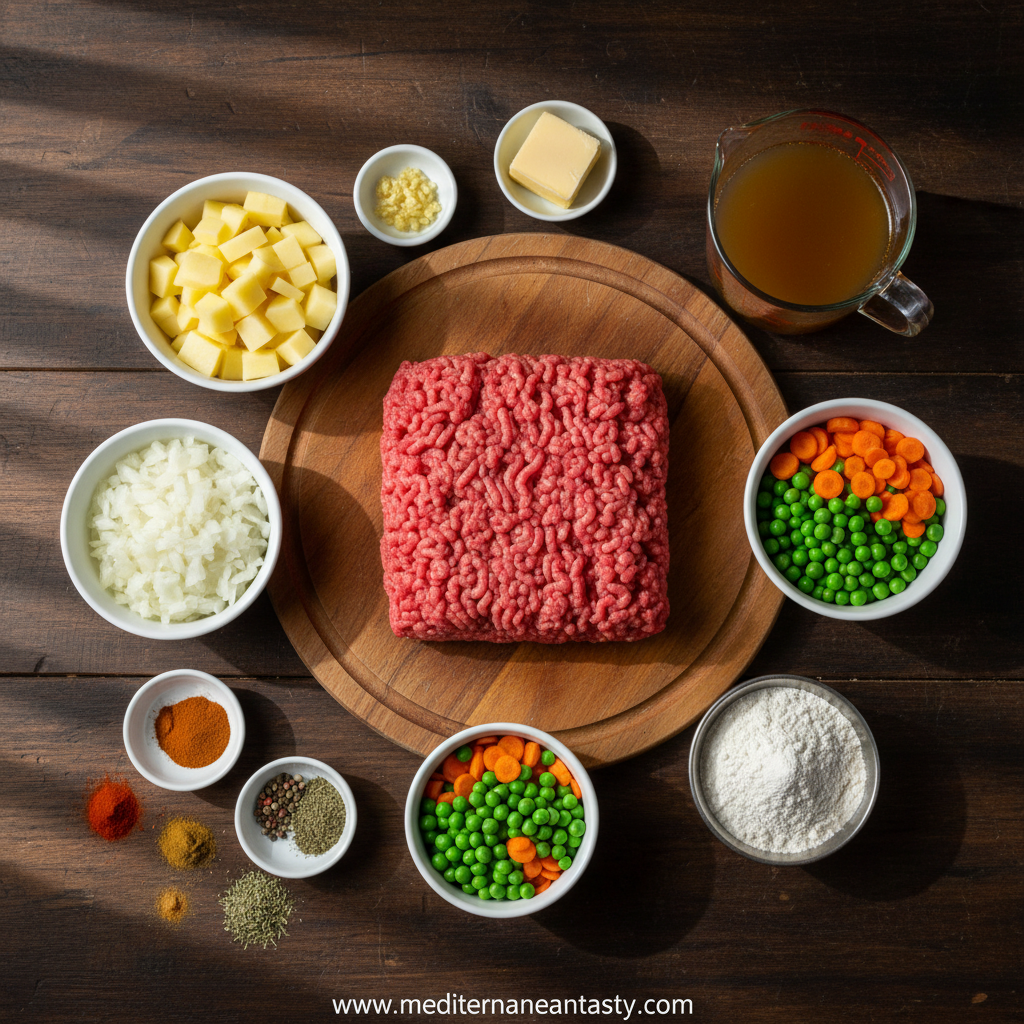Ingredients for Ground Beef Potato Pie