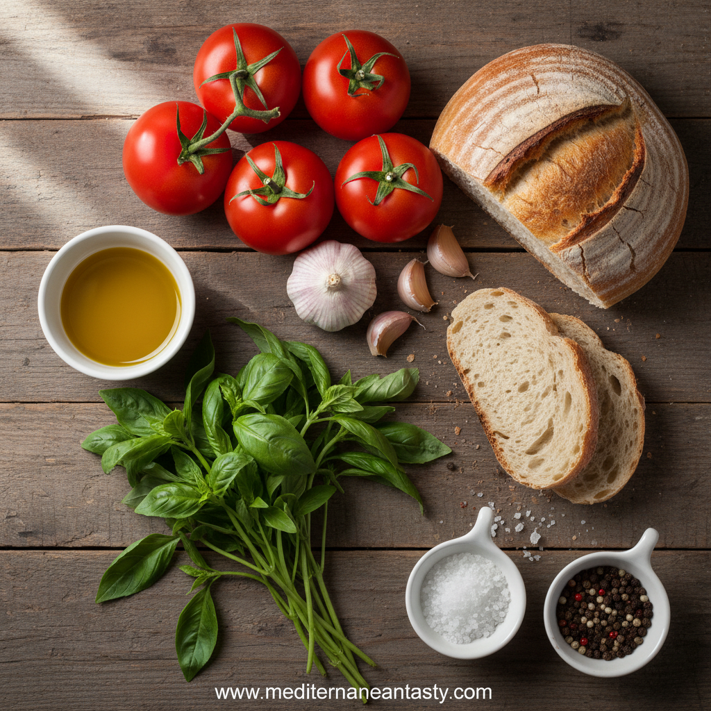 Ingredients for homemade bruschetta