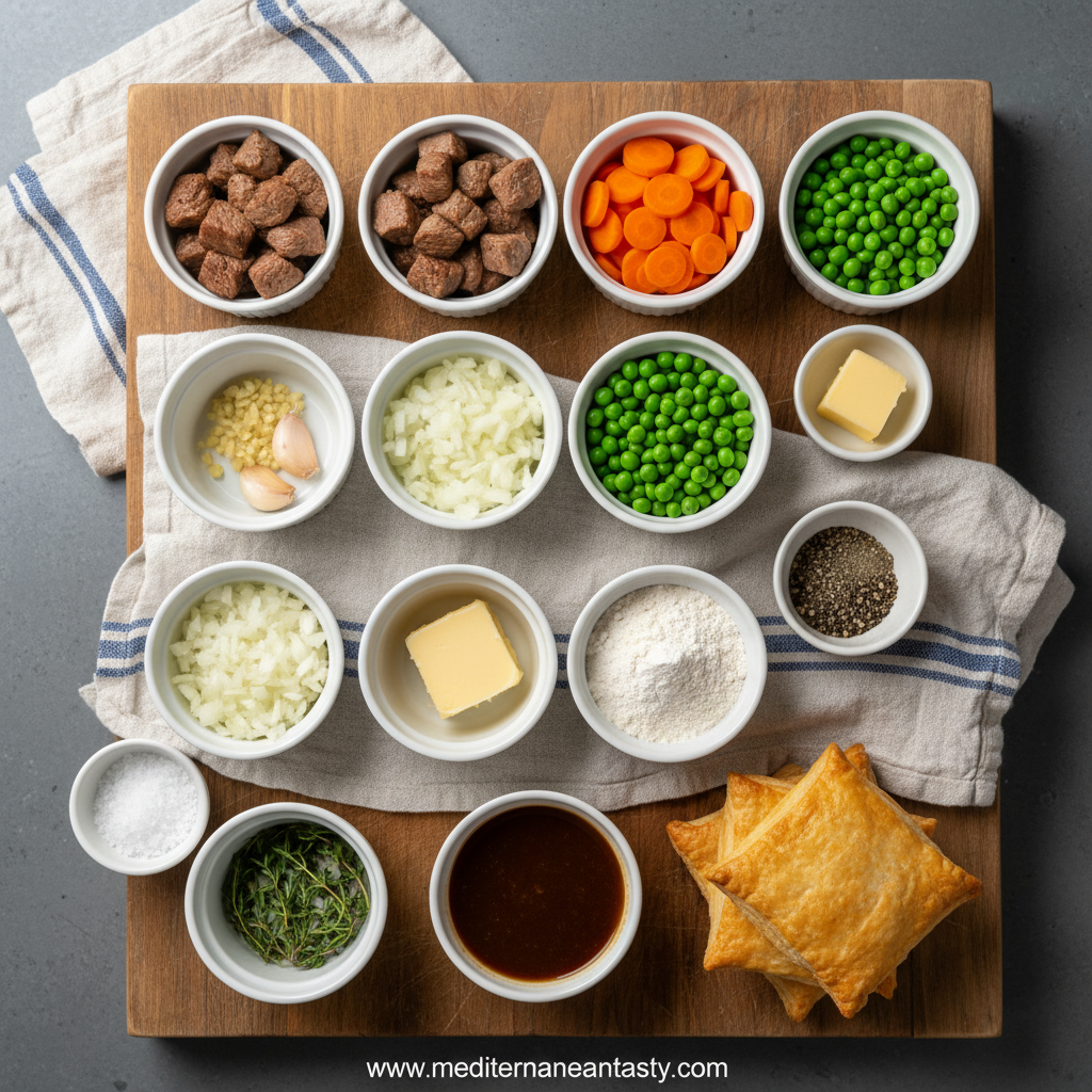 Ingredients for individual beef pot pies