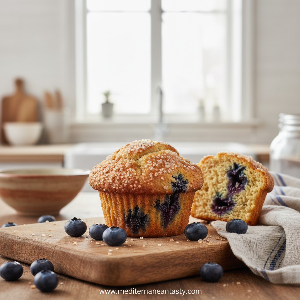 Moist and fluffy bakery-style blueberry muffins