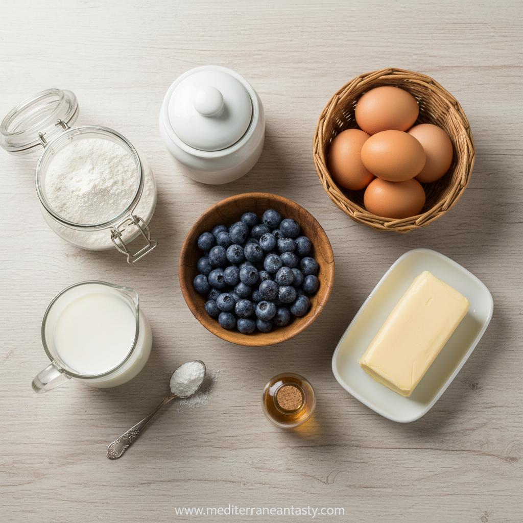Ingredients for blueberry muffins