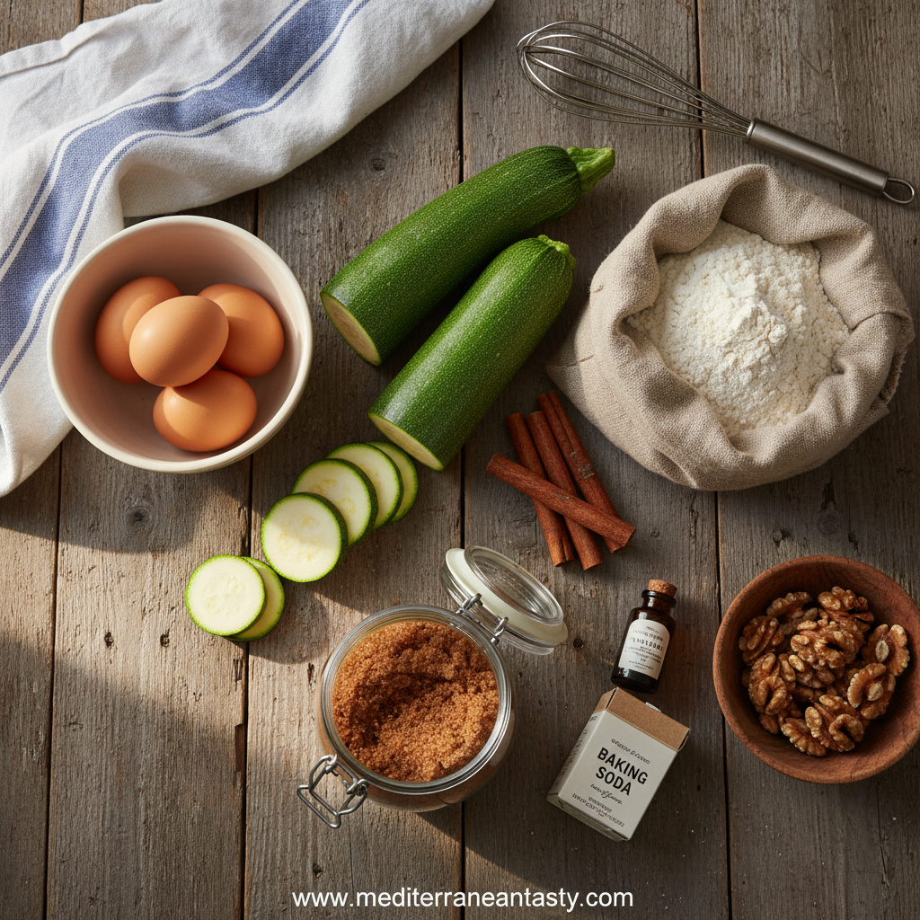 Ingredients for Mom’s Secret Moist Zucchini Bread