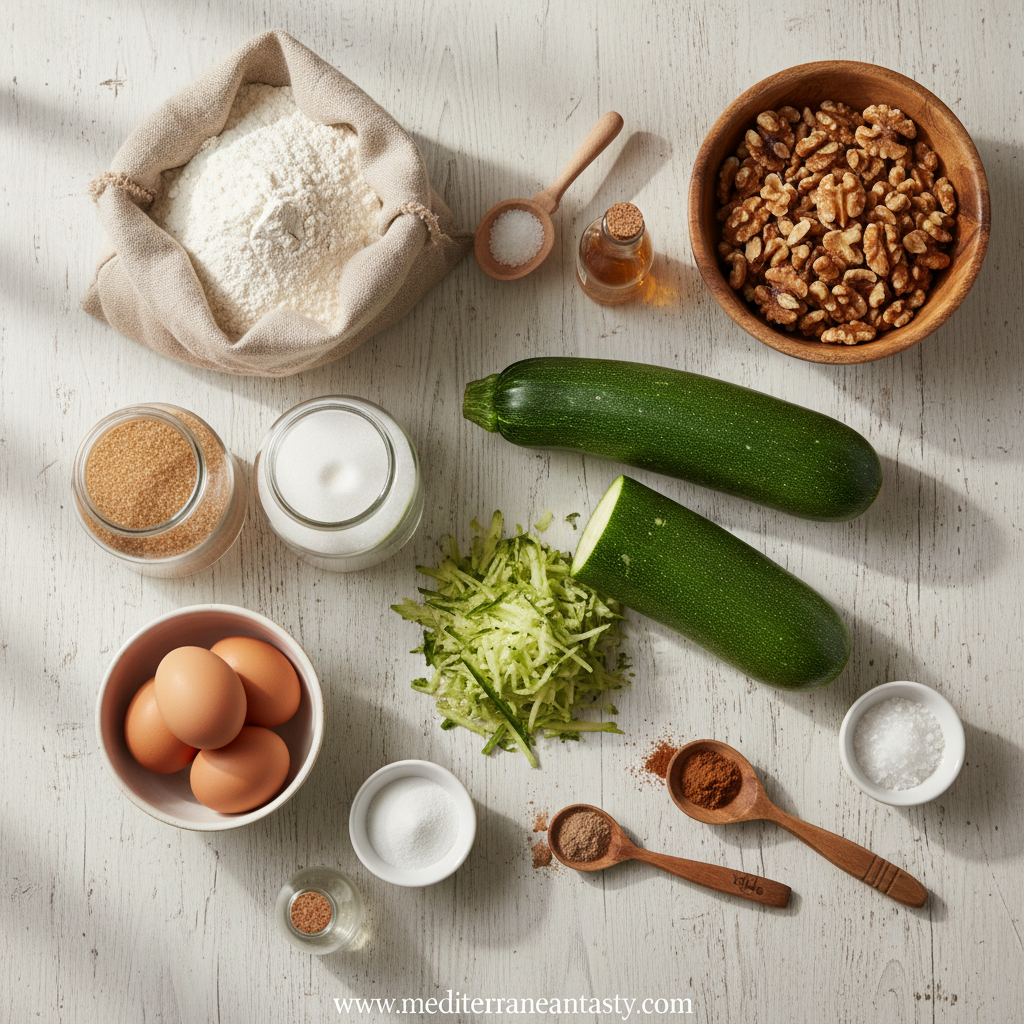 Ingredients for Old Fashioned Zucchini Bread