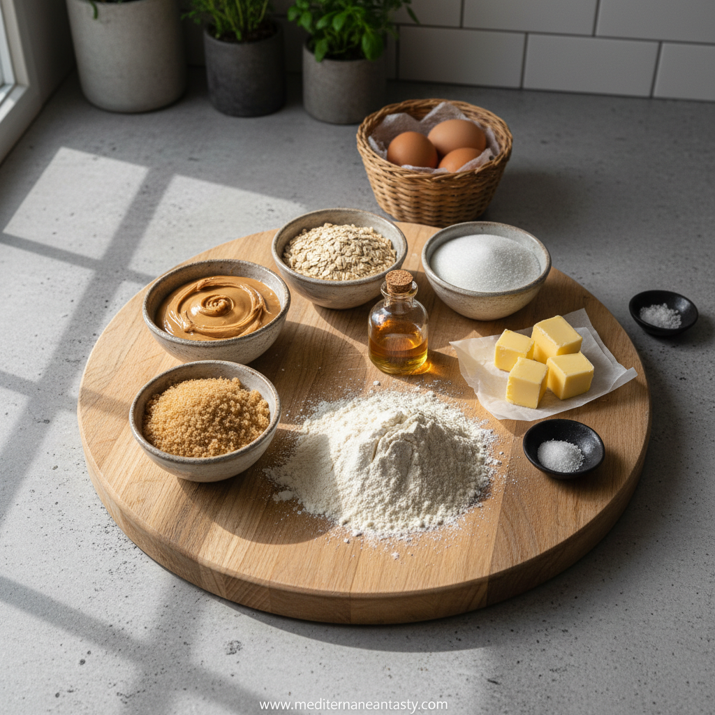 Ingredients for Peanut Butter Oatmeal Cookies