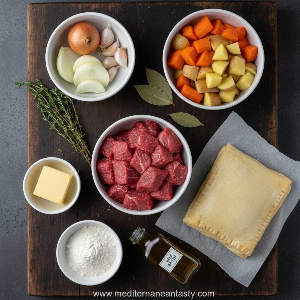 Ingredients for Savory Beef Stew Pot Pie