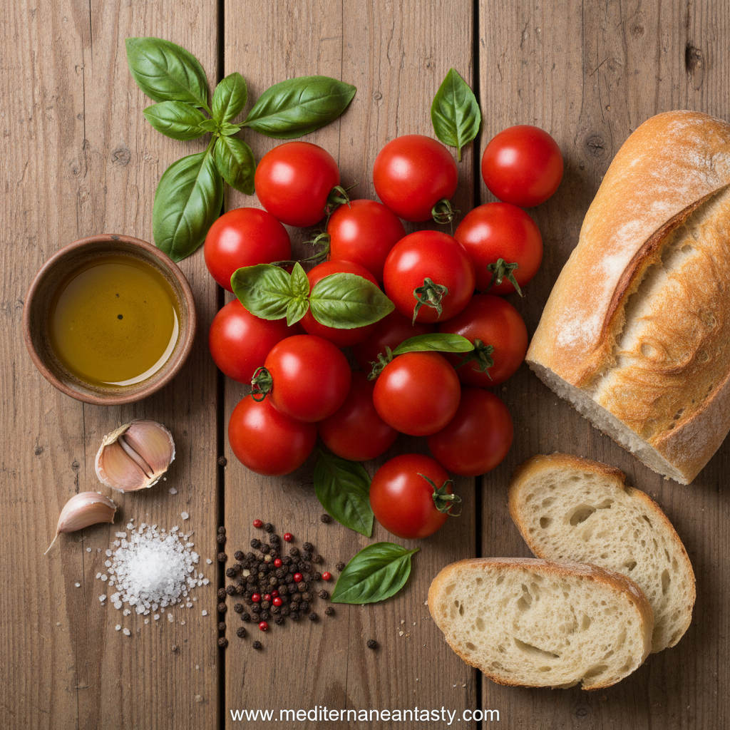 Fresh ingredients for Rustic Italian Bruschetta