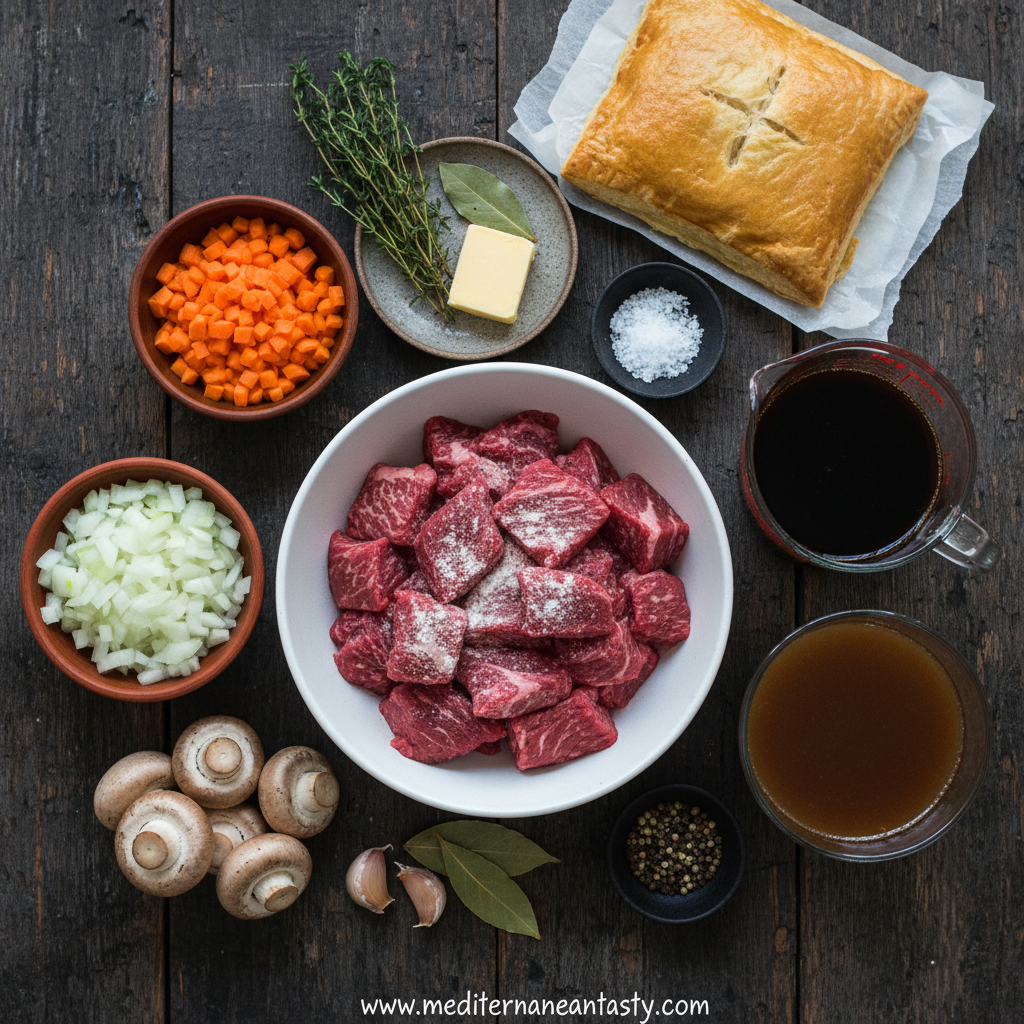 Ingredients for Stout Braised Beef Pot Pie