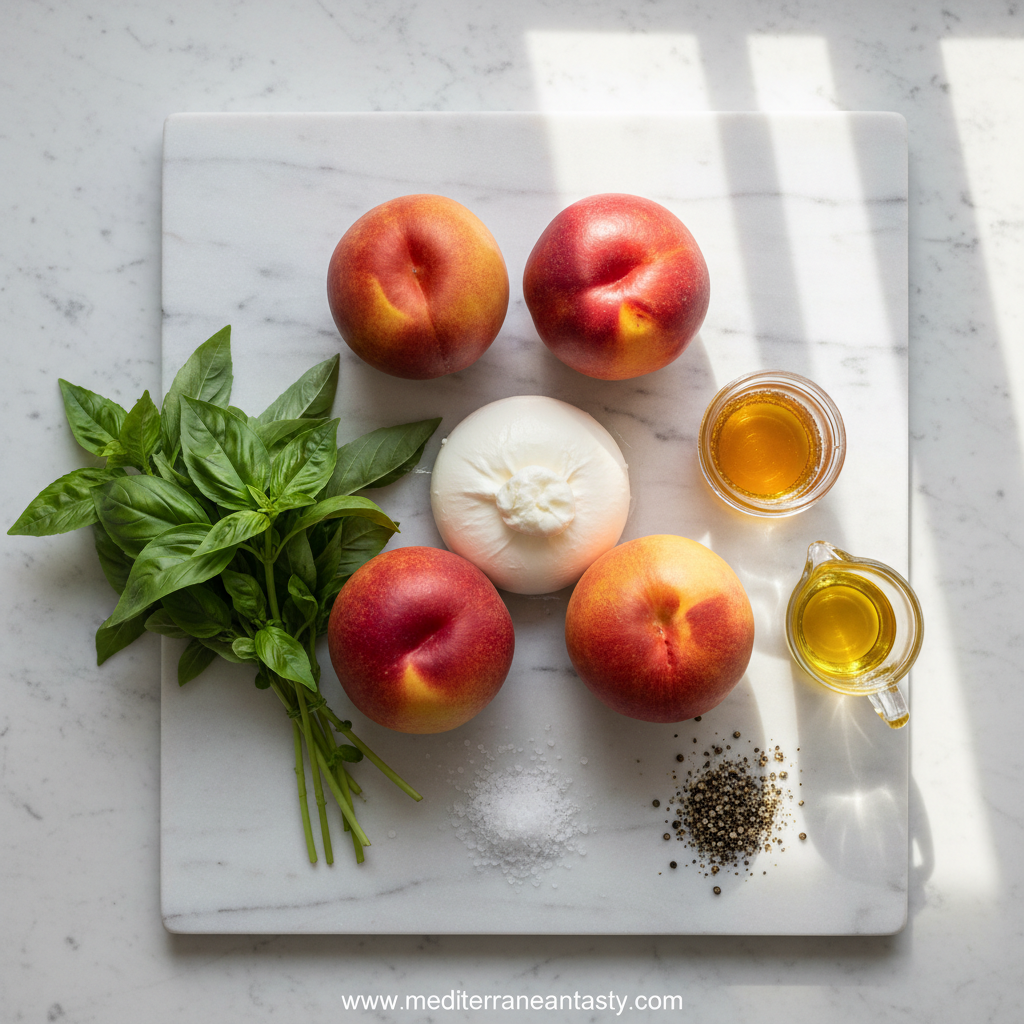 Ingredients for Summer Peach Burrata Salad