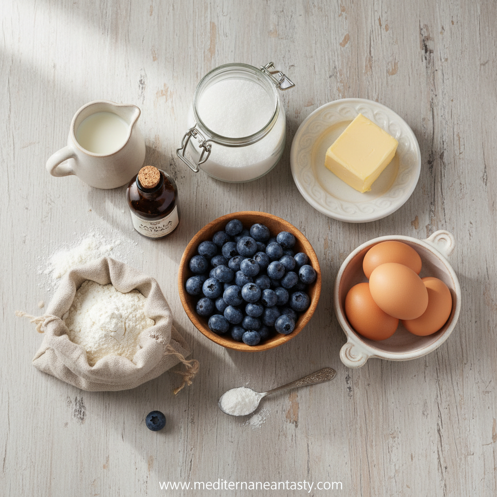Ingredients for blueberry muffins