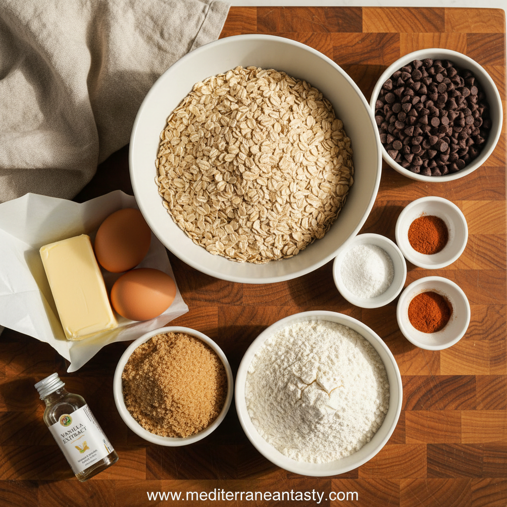 Ingredients for oatmeal cookies