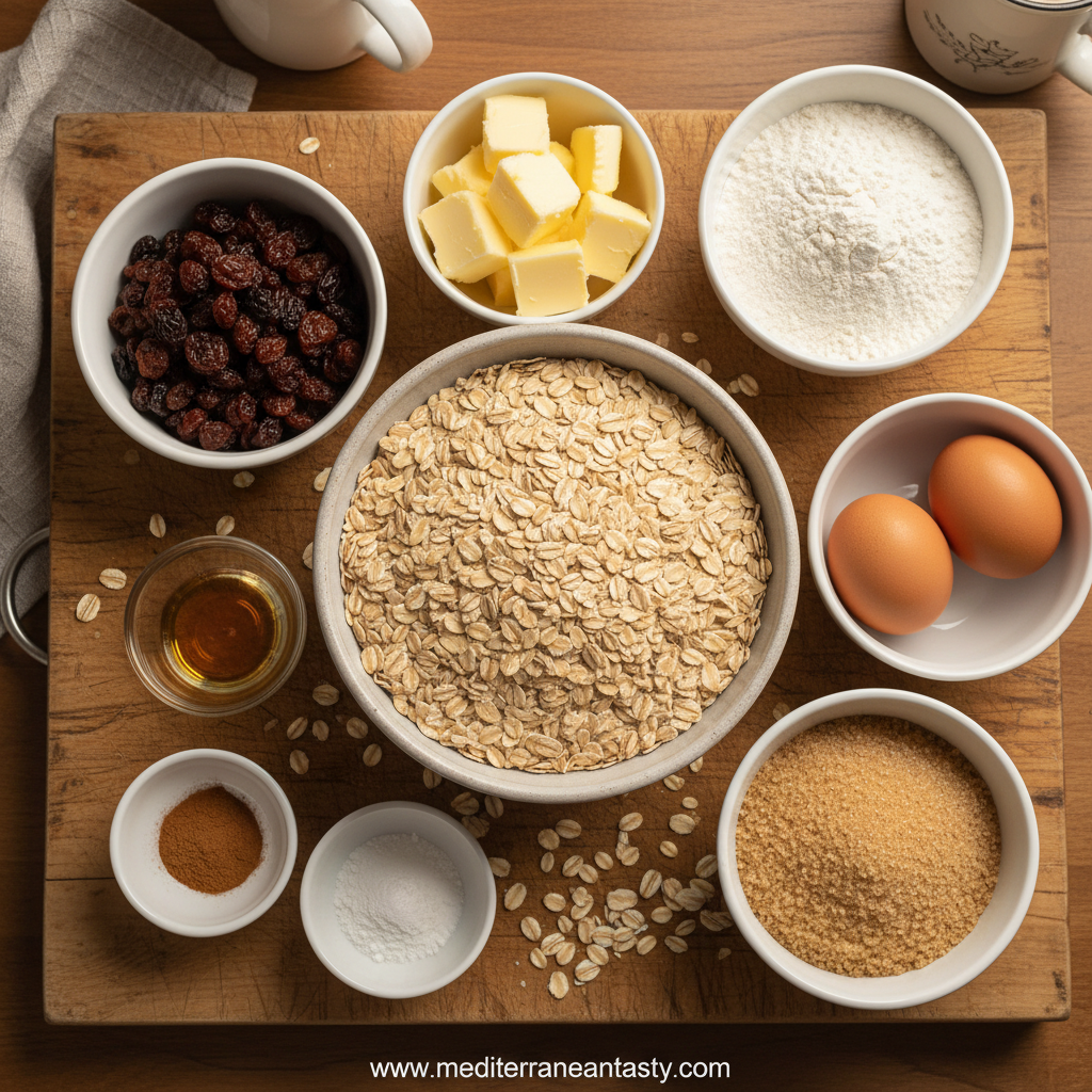 Ingredients for the best oatmeal cookies
