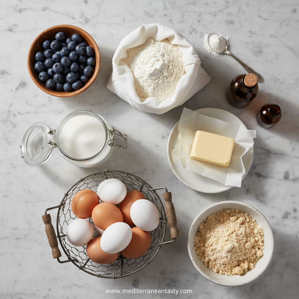 Ingredients for Blueberry Muffins with Crumble Topping