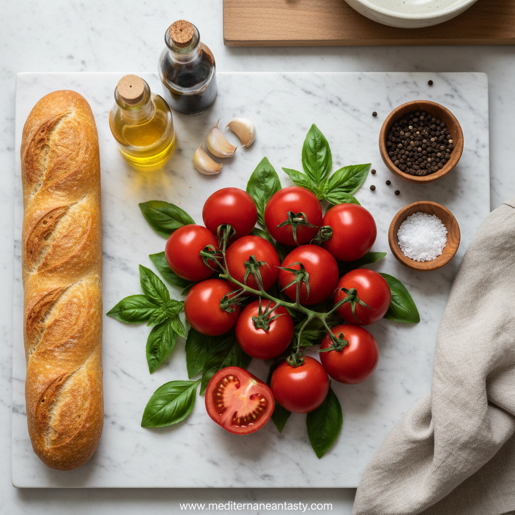Ingredients for Tomato Basil Bruschetta