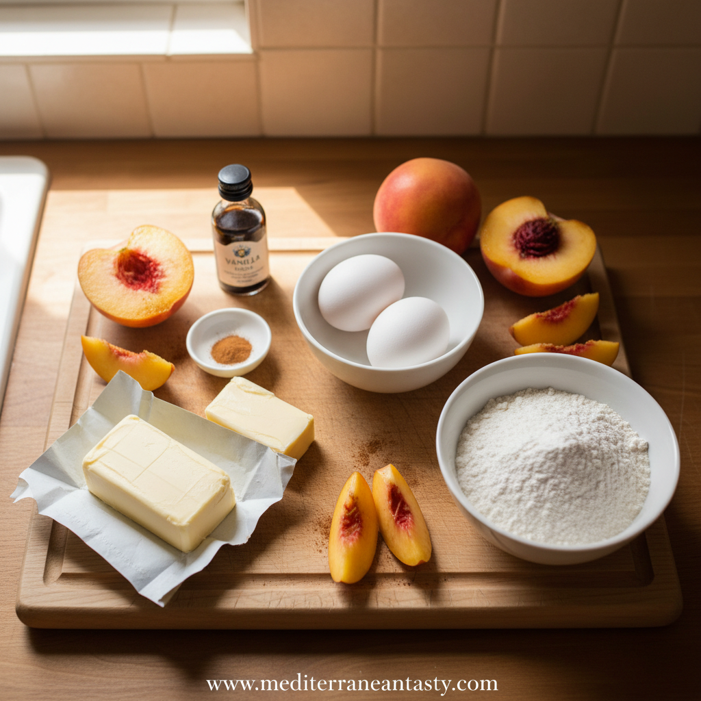 Ingredients for Cream Cheese Peach Cobbler Pound Cake