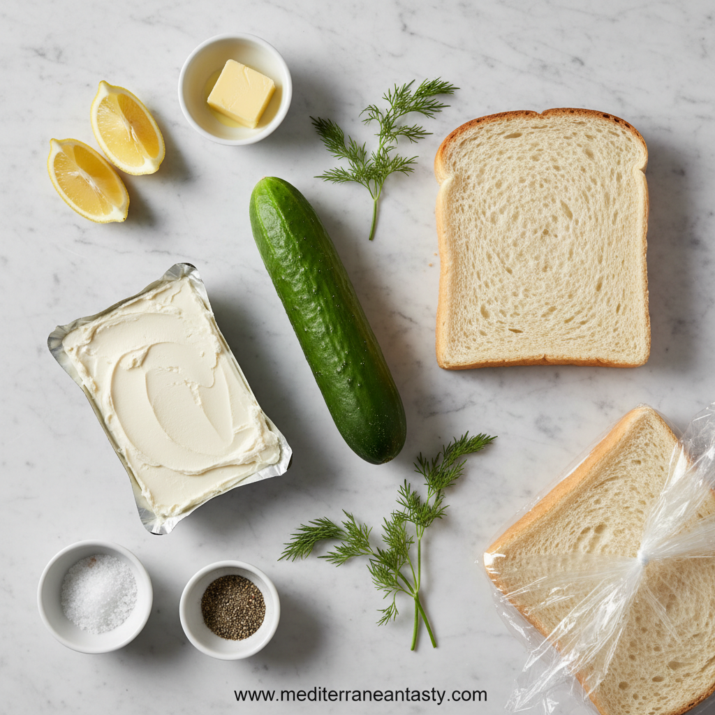 Ingredients for cucumber sandwiches